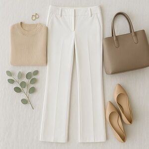 NY&C 7th Avenue White Straight Leg Trousers - Chic and Versatile!